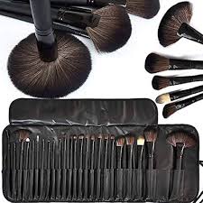 24 Piece Makeup Brush Set With Leather Pouch