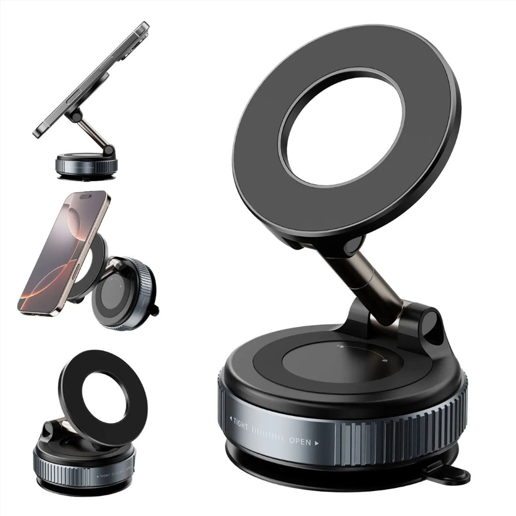360° Rotation Vacuum Suction Magnetic Bracket K007 – One-Handed Operation, Heavy-Duty Aluminum Alloy Phone Mount, Strong Hold, Universal for Desk, Wall, Car, Workshop