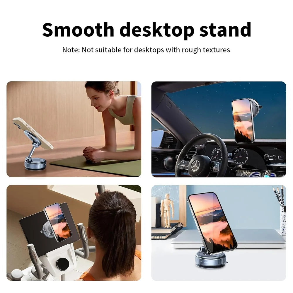 360° Rotation Vacuum Suction Magnetic Bracket K007 – One-Handed Operation, Heavy-Duty Aluminum Alloy Phone Mount, Strong Hold, Universal for Desk, Wall, Car, Workshop